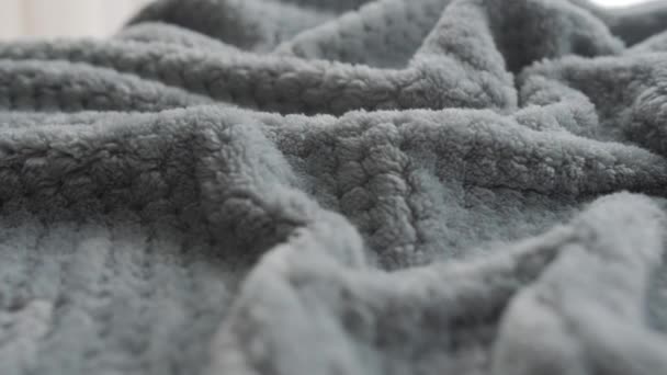 Вид Мягкое Теплое Одеяло Крупный План — стоковое видео