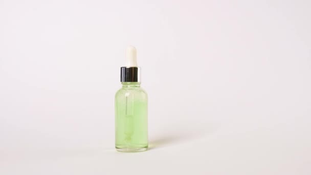 Bottle Natural Cosmetics White Background — Stock Video