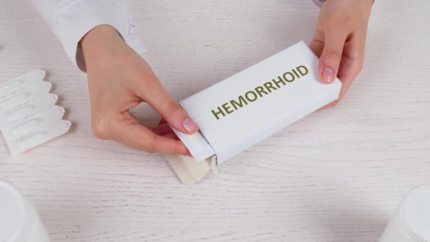 Proctologist Pack Hemorrhoidal Suppositories Table — Stock Video