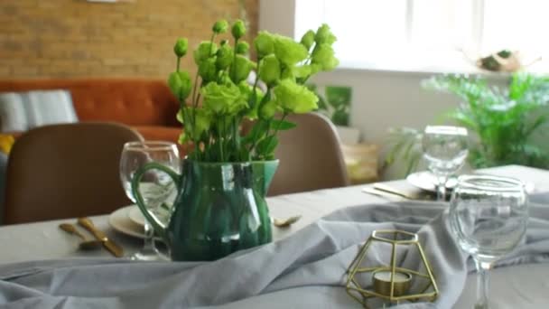 Table Set Modern Dining Room — Stock Video