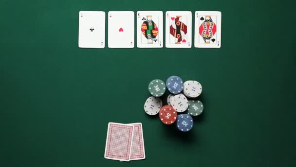 Man Playing Poker Casino Top View — 图库视频影像