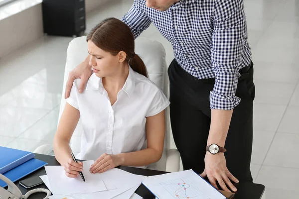 Boss Molesting His Secretary Office — Stock Photo, Image