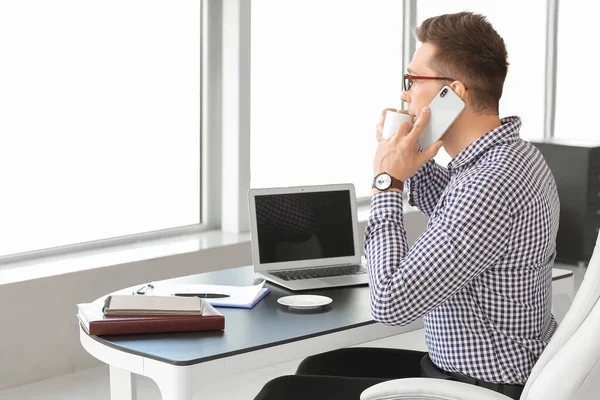 Handsome Businessman Working Office — Stock Photo, Image