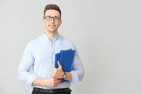 Hombre Negocios Guapo Sobre Fondo Claro — Foto de Stock