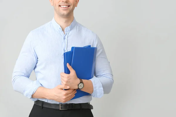 Hombre Negocios Guapo Sobre Fondo Claro — Foto de Stock