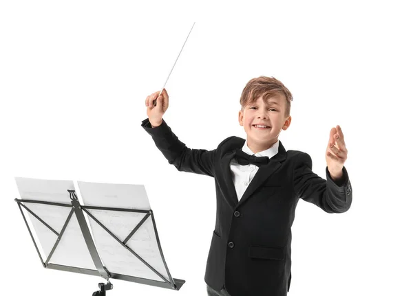 Little Conductor White Background — Stock Photo, Image