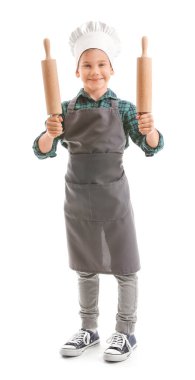 Beyaz arka planda küçük şefin portresi