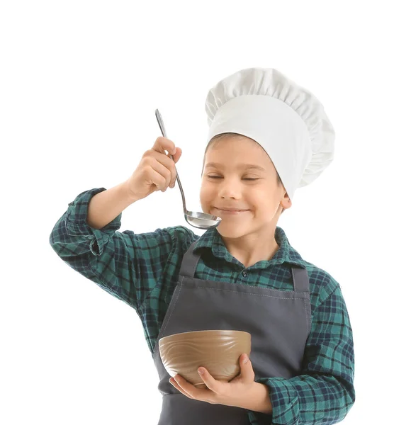 Portrait Little Chef White Background — Stock Photo, Image