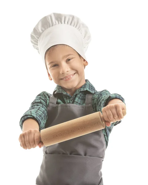 Portrait Little Chef White Background — Stock Photo, Image