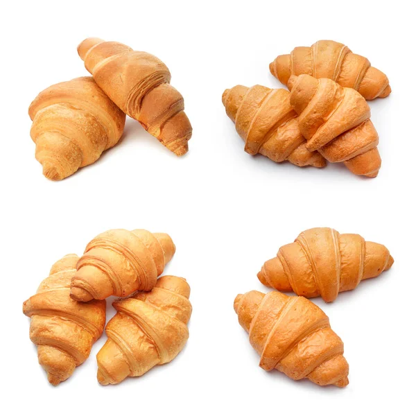 Finom Croissant Készlet Fehér Alapon — Stock Fotó