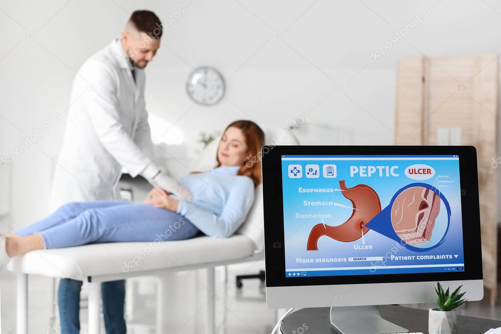 Modern computer on table in office of  gastroenterologist