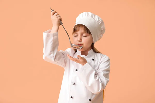 Cute Little Chef Color Background — Stock Photo, Image