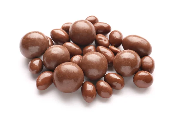 Tasty Chocolate Nuts White Background — Stock Photo, Image