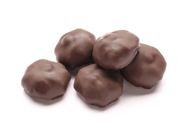 Doces Chocolate Saborosos Fundo Branco — Fotografia de Stock