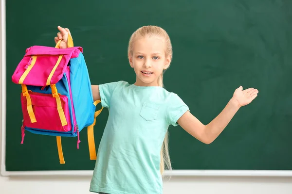 Cute Little Schoolgirl Classroom — Stock Photo, Image