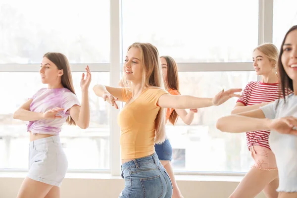 Beautiful Young Women Dancing Studio — Stock Photo, Image