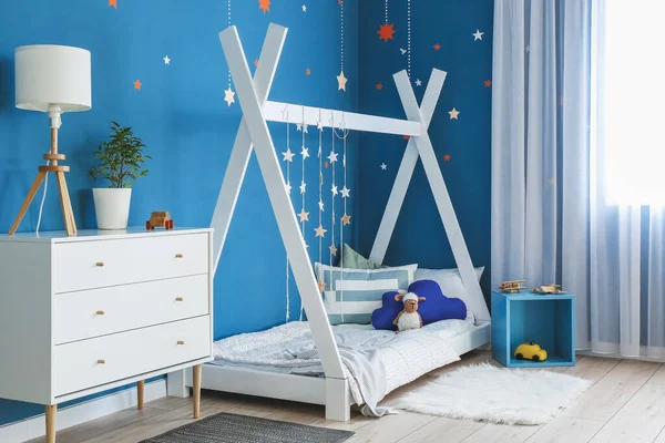 Interior Modern Children Room Comfortable Bed — Stock Photo, Image