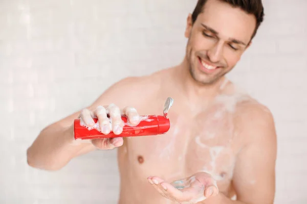 Handsome Man Taking Shower Home — Stock Photo, Image