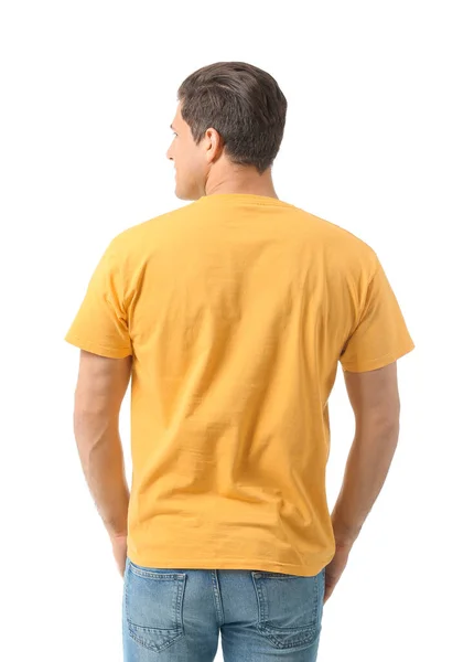 Man Snygg Shirt Vit Bakgrund — Stockfoto