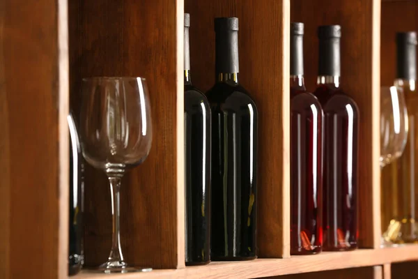 Bottles Wine Glass Cellar — Stock Photo, Image