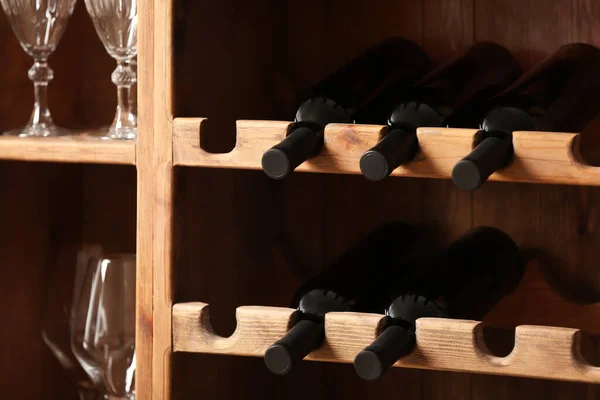 Bottles Wine Glasses Cellar — Stock Photo, Image