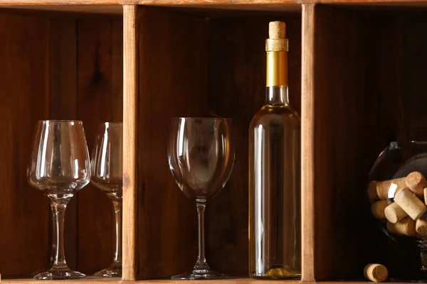 Bottle Wine Glasses Cellar — Stock Photo, Image