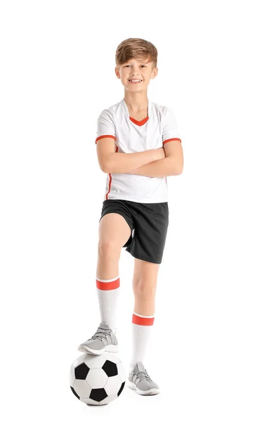 白い背景にかわいいサッカー選手 — ストック写真
