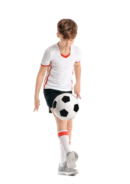 Cute Little Football Player White Background — Stock Photo, Image