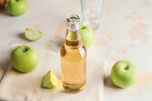 Bottle Apple Cider Table — Stock Photo, Image