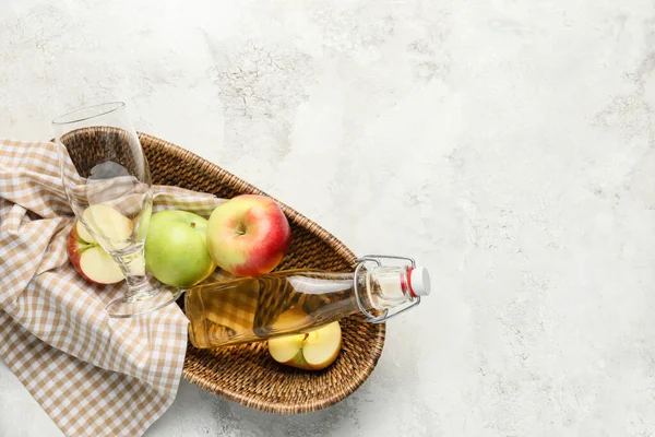 Composition Fresh Apple Cider Light Background — Stock Photo, Image