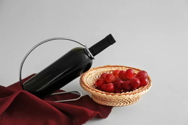 Holder Bottle Wine Grey Background — Stock Photo, Image