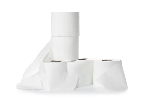 Rouleaux Papier Toilette Sur Fond Blanc — Photo