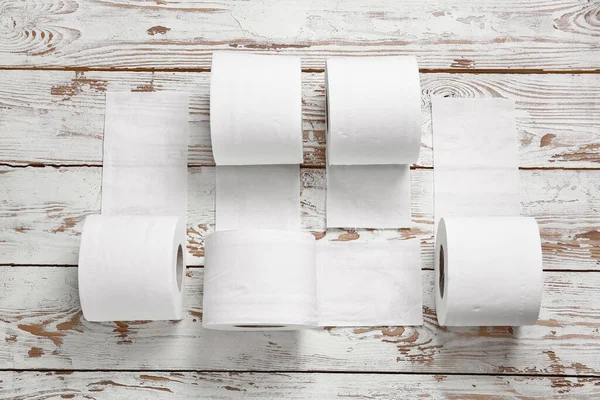 Rolls Toilet Paper Wooden Background — Stock Photo, Image