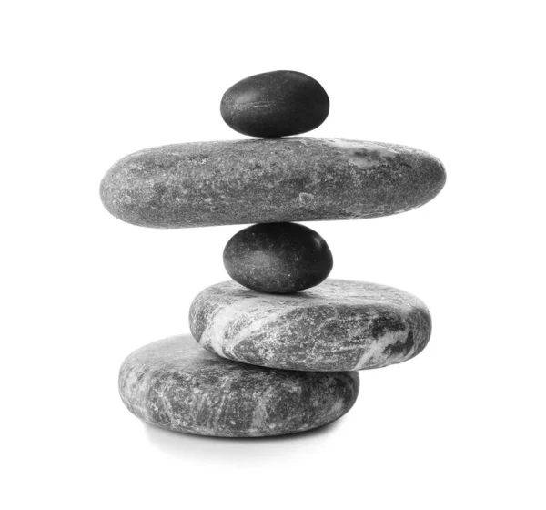 Stack Zen Stenar Vit Bakgrund — Stockfoto