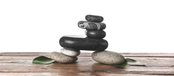 Zen Stones Table White Background — Stock Photo, Image