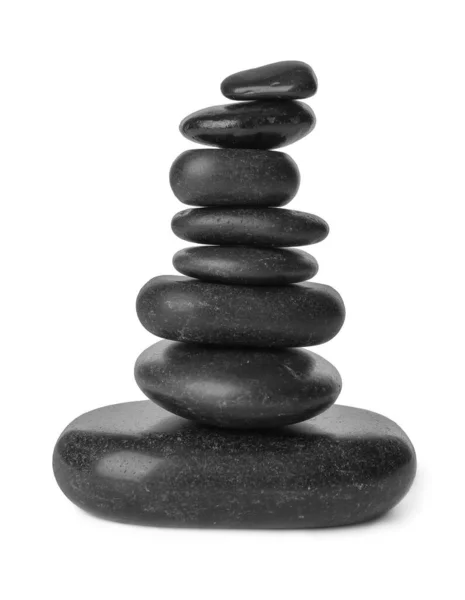 Stack Zen Stones White Background — Stock Photo, Image