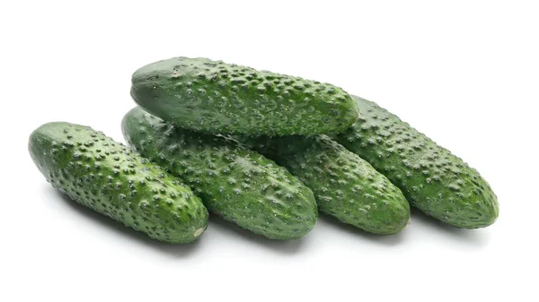 Fresh Green Cucumbers White Background — Stock Photo, Image