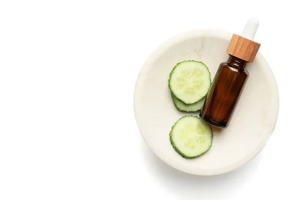 Bottle Cosmetics Cucumber Extract White Background — Stock Photo, Image