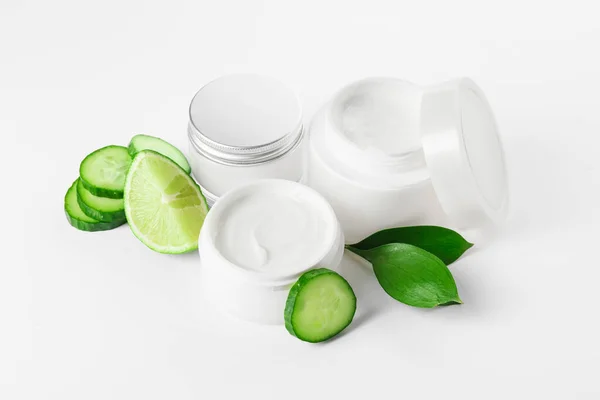 Cosmetics Cucumber Extract White Background — Stock Photo, Image