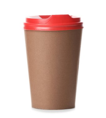 Beyaz arka planda içmek için paket servis bardağı.