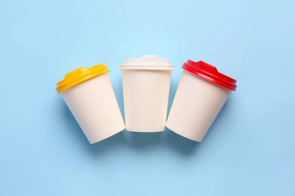 Takeaway Cups Drink Color Background — Stock Photo, Image