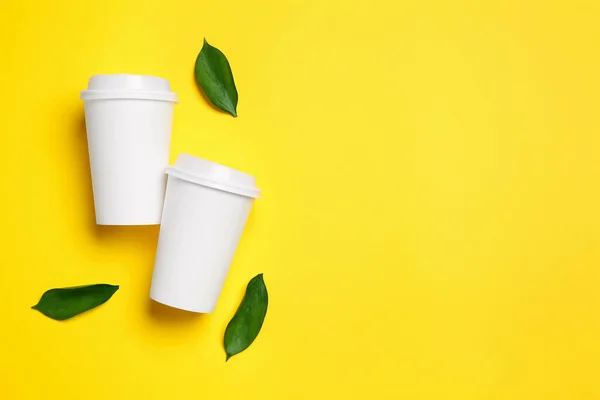 Takeaway Cups Drink Color Background — Stock Photo, Image