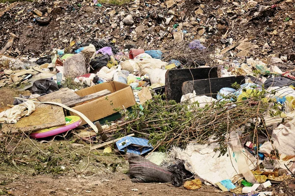 View of landfill outdoors. Concept of soil pollution