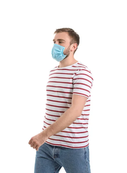 Young Man Wearing Protective Mask White Background Concept Coronavirus Epidemic — Stock Photo, Image