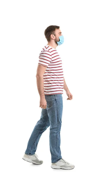 Young Man Wearing Protective Mask White Background Concept Coronavirus Epidemic — Stock Photo, Image