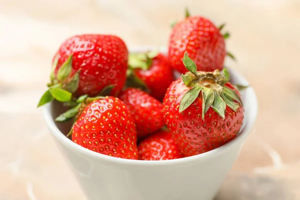 Bowl Ripe Strawberry Table Closeup — Stock Photo, Image