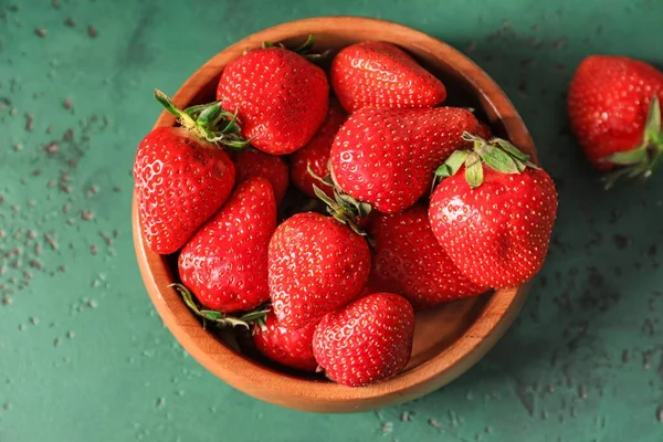 Bowl Ripe Strawberry Table — Stock Photo, Image