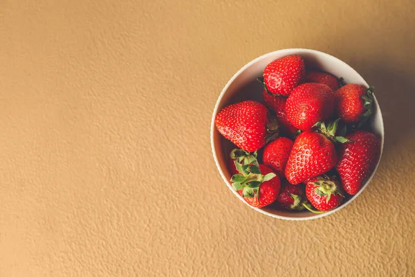 Bowl Ripe Strawberry Table — Stock Photo, Image