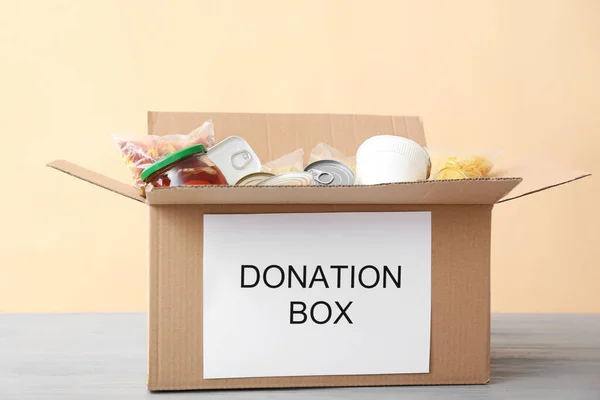 Box Donations Table Color Background — Stock Photo, Image