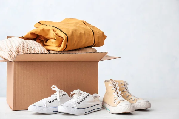 Box Donations Table Light Background — Stock Photo, Image